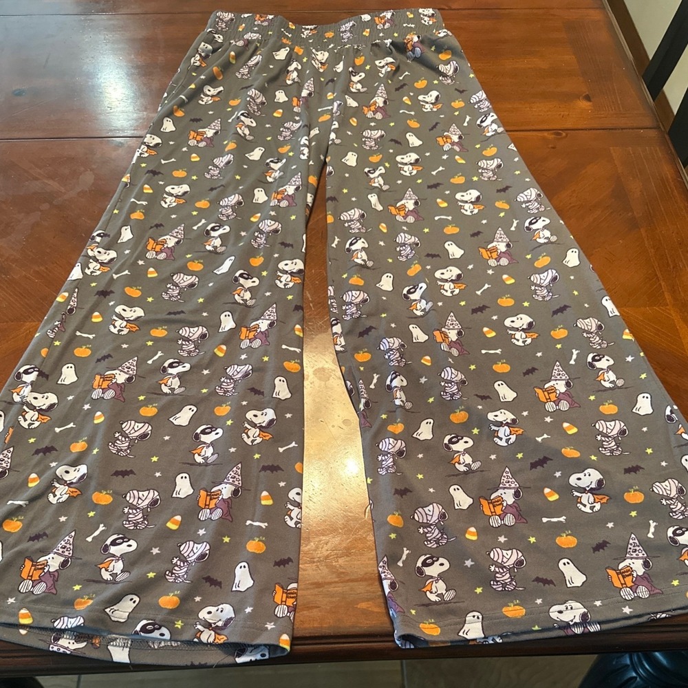 Munki Munki Pajama Pants Womens Small Gray Excellent Peanuts Snoopy Halloween